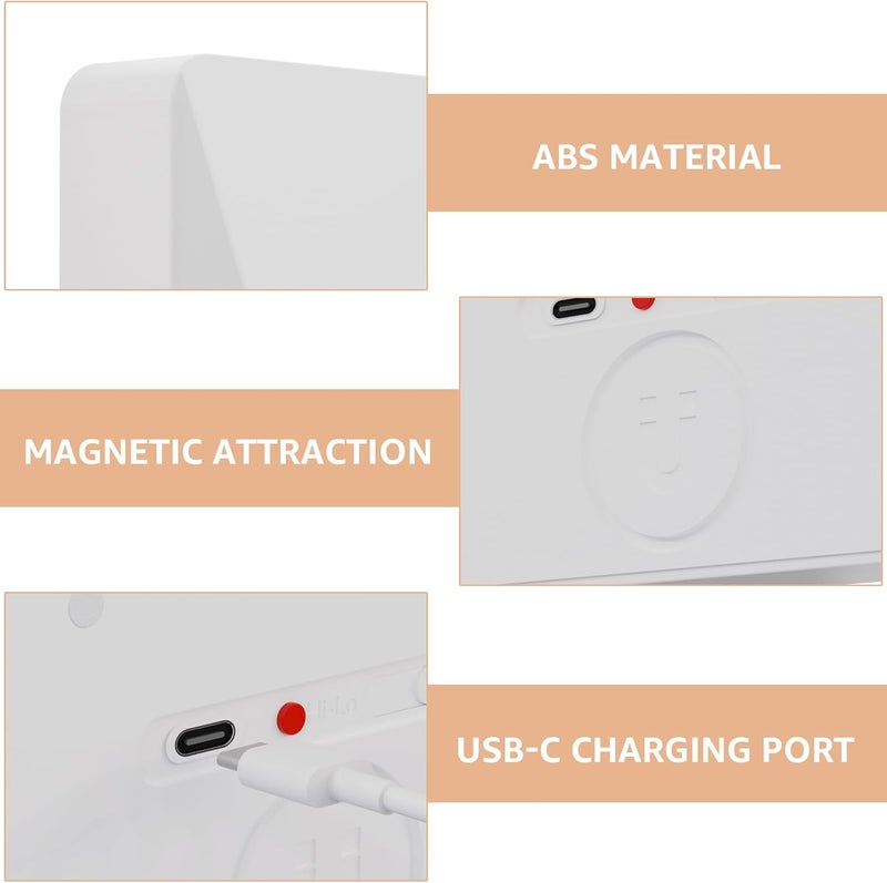 UUFFOO Rechargeable Motion Sensor Wall Light, Magnetic Linkage Multi-Sensor Stair Lights with 3 Brightness Levels, Wireless Battery Operated Indoor Wall Lamp for Closet Bedroom Hallway(White) - Image 3